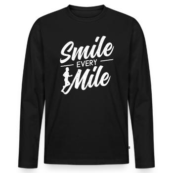 Smile Every Mile Marathon Runner Athlet Running - Männer Premium Bio Langarmshirt - Schwarz - Vorne - Nico (187cm)