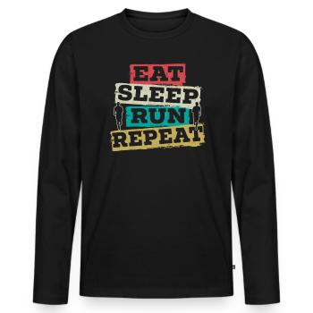 Eat Sleep Run Wiederholung Marathon Runner Running - Männer Premium Bio Langarmshirt - Schwarz - Vorne - Nico (187cm)