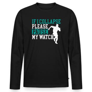 Si je m’effondre s’il vous plaît arrêtez ma montre Funny Runner - T-shirt manches longues Premium bio Homme - noir - Devant - Nico (187cm)