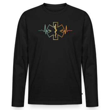 EMT Heartbeat Medical Worker Ersthelfer - Männer Premium Bio Langarmshirt - Schwarz - Vorne - Nico (187cm)