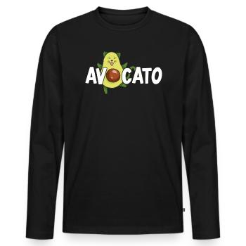 Avocato Avocado Katzenliebhaber Vegan Kitty Vegetarisch - Männer Premium Bio Langarmshirt - Schwarz - Vorne - Nico (187cm)