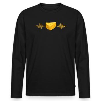Cheese Heartbeat Cheesy Lover Mozzarella Cheddar - T-shirt manches longues Premium bio Homme - noir - Devant - Nico (187cm)