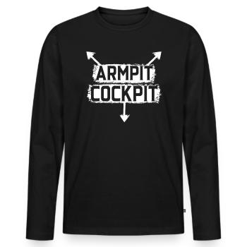 Armpit Cockpit Adult Humor Drôles De Blagues Sales - T-shirt manches longues Premium bio Homme - noir - Devant - Nico (187cm)