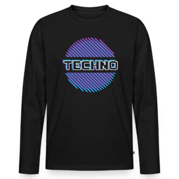 Techno Music Raver Rave - Men's Premium Organic Long Sleeve Shirt - black - Front - Nico (187cm)