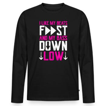 J’aime mes beats Fast Techno Music Raver - T-shirt manches longues Premium bio Homme - noir - Devant - Nico (187cm)