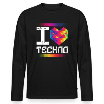 I Love Techno Music Raver - Men's Premium Organic Long Sleeve Shirt - black - Front - Nico (187cm)