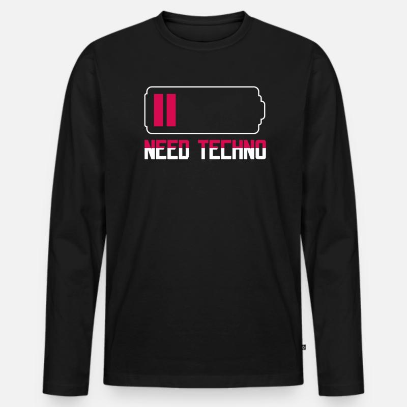 Brauche Techno Music Raver - Männer Premium Bio Langarmshirt - Schwarz