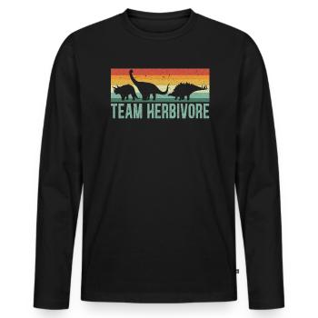 Team Herbivore Vegetarisches Gemüse Dinosaurier Vegan - Männer Premium Bio Langarmshirt - Schwarz - Vorne - Nico (187cm)