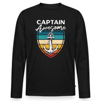 Kapitän Awesome Sailor Chief Mate Shipmaster - Männer Premium Bio Langarmshirt - Schwarz - Vorne - Nico (187cm)