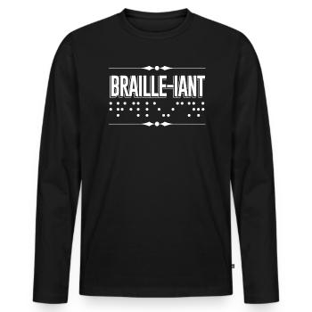 Braille-iant Braille Malvoyant Aveugle - T-shirt manches longues Premium bio Homme - noir - Devant - Nico (187cm)