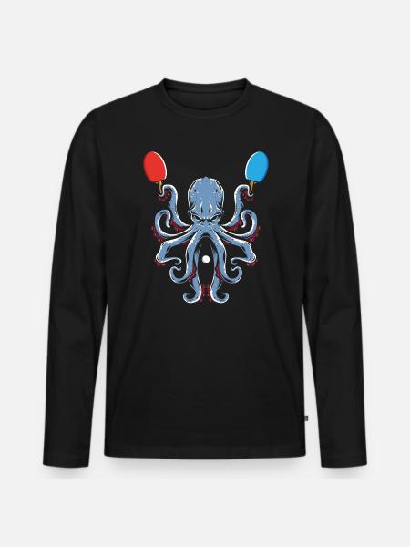 Tenis de mesa Octopus Jugador de tenis de mesa Deporte - Premium økologisk langærmet T-shirt til mænd - sort