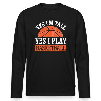 Ja ich bin groß Ja ich spiele Basketball Hoop Junkie - Männer Premium Bio Langarmshirt - Schwarz - Vorne - Nico (187cm)