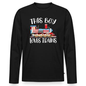 Dieser Junge liebt Züge Lover Eisenbahnlokomotive - Männer Premium Bio Langarmshirt - Schwarz - Vorne - Nico (187cm)