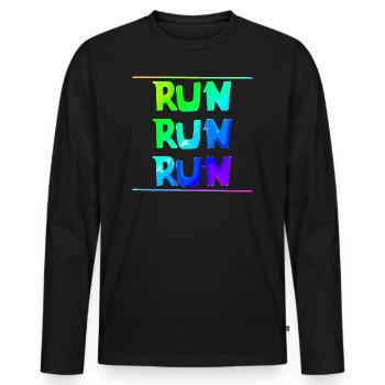 Exécuter run run run | | sportive | en cours d’exécution Aptitude - T-shirt manches longues Premium bio Homme - noir - Devant - Nico (187cm)