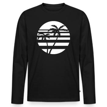 Palm trees | Summer | Sun | Holiday - Men's Premium Organic Long Sleeve Shirt - black - Front - Nico (187cm)