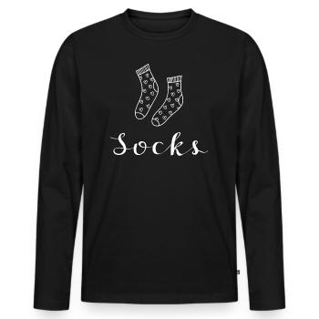 Chaussettes Coeur - T-shirt manches longues Premium bio Homme - noir - Devant - Nico (187cm)