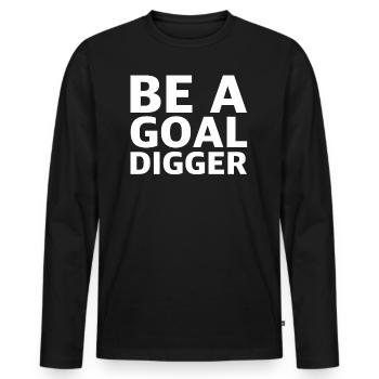 Sei ein Zieljäger | Ziel, Erfolg, Motivation, Team - Männer Premium Bio Langarmshirt - Schwarz - Vorne - Nico (187cm)