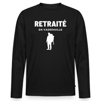 retraité en vadrouille randonnée randonneur - T-shirt manches longues Premium bio Homme - noir - Devant - Nico (187cm)