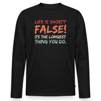 Inspiration Motivation Positiv Leben Lebenszeit - Männer Premium Bio Langarmshirt - Schwarz - Vorne - Nico (187cm)