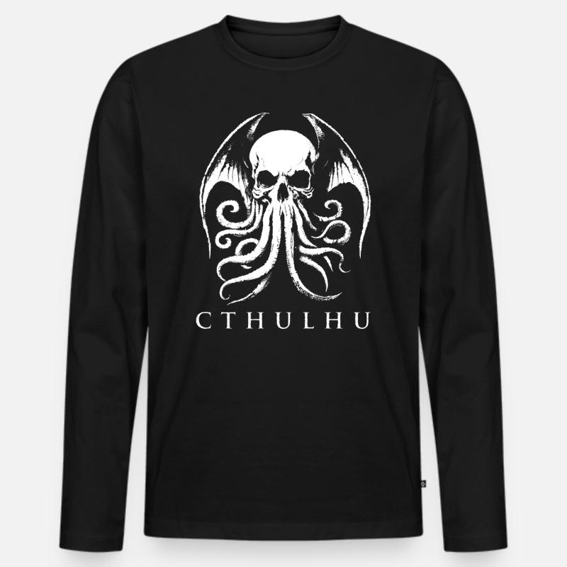 Cthulhu Gothic Totenschädel - Männer Premium Bio Langarmshirt - Schwarz
