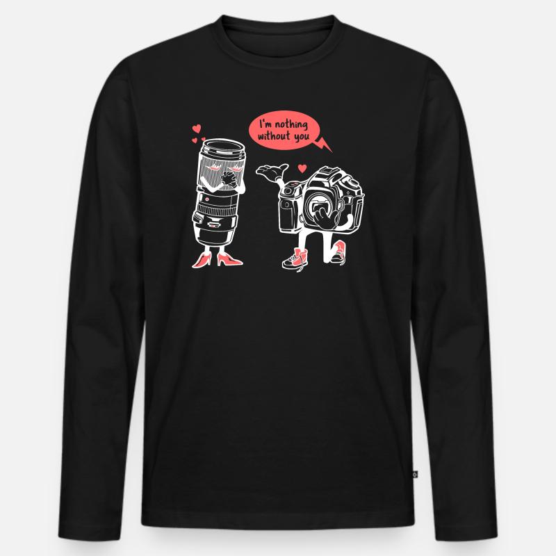 Fotograf Kamera Objektiv Spruch - Männer Premium Bio Langarmshirt - Schwarz