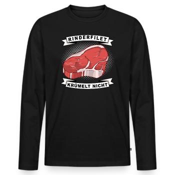 Rinderfilet krümelt nicht Spruch - Männer Premium Bio Langarmshirt - Schwarz - Vorne - Nico (187cm)