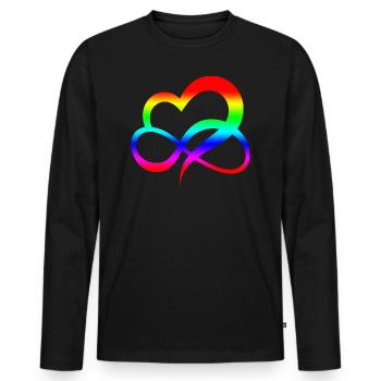 Rainbow heart - Men's Premium Organic Long Sleeve Shirt - black - Front - Nico (187cm)