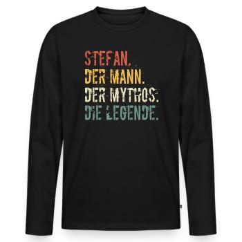 Vorname Stefan Der Mann Der Mythos Die Legende - Männer Premium Bio Langarmshirt - Schwarz - Vorne - Nico (187cm)