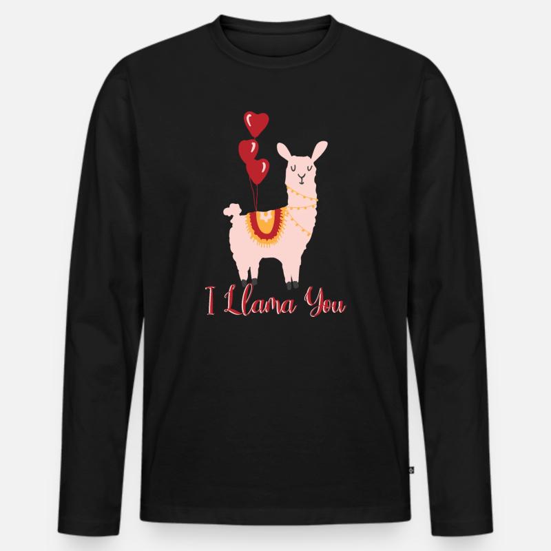 Lama - Männer Premium Bio Langarmshirt - Schwarz