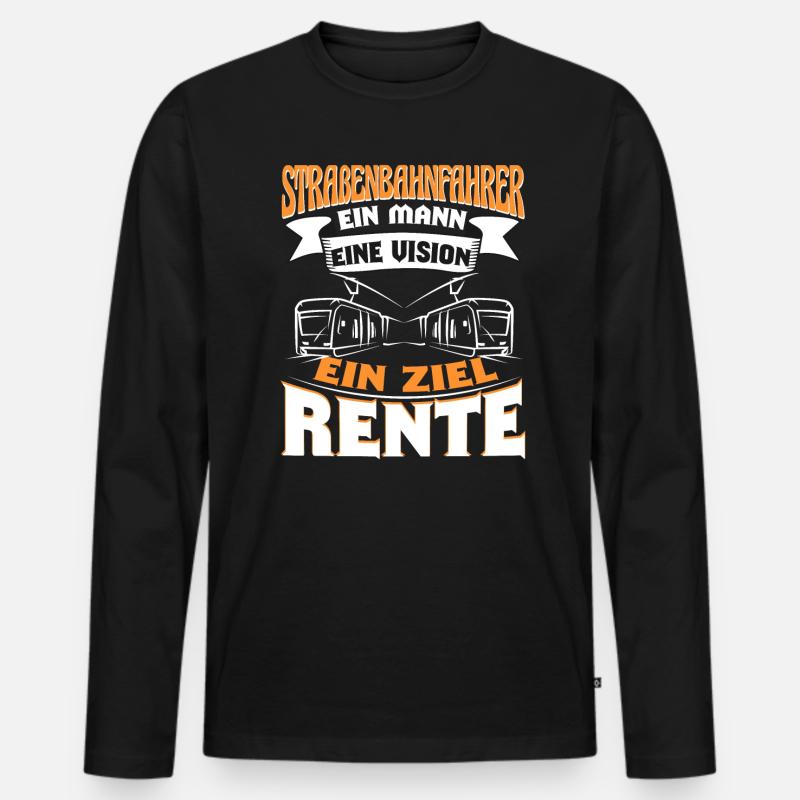 Straßenbahnfahrer Rentner Rente - Männer Premium Bio Langarmshirt - Schwarz