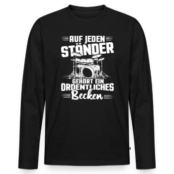 Schlagzeug Auf jeden Ständer gehört ein Becken - Männer Premium Bio Langarmshirt - Schwarz - Vorne - Nico (187cm)