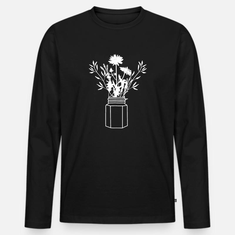 Wildblumen - Männer Premium Bio Langarmshirt - Schwarz