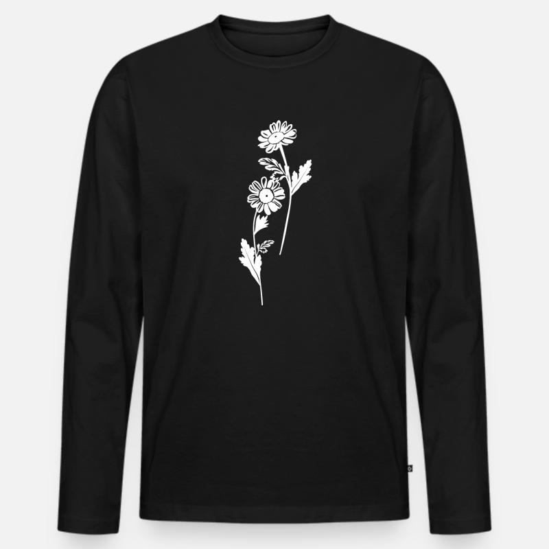 Wildblumen - Männer Premium Bio Langarmshirt - Schwarz