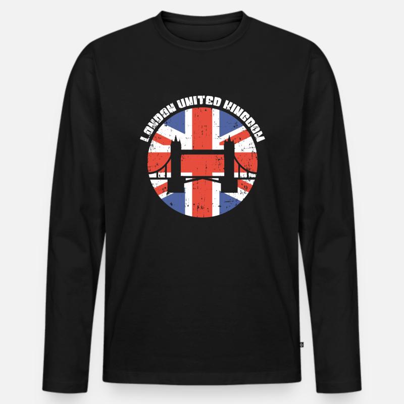 London - Männer Premium Bio Langarmshirt - Schwarz