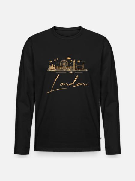 London - Men's Premium Organic Long Sleeve Shirt - black
