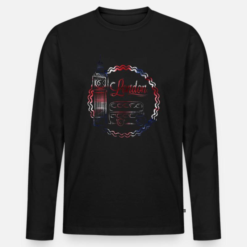 London - Männer Premium Bio Langarmshirt - Schwarz