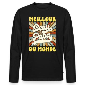 Meilleur Beau Papa Du Monde Pour Beau Père - T-shirt manches longues Premium bio Homme - noir - Devant - Nico (187cm)