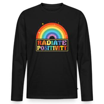 Radiate Positivity - Men's Premium Organic Long Sleeve Shirt - black - Front - Nico (187cm)