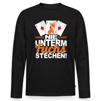 Doppelkopf Nie unterm Fuchs stechen - Männer Premium Bio Langarmshirt - Schwarz - Vorne - Nico (187cm)