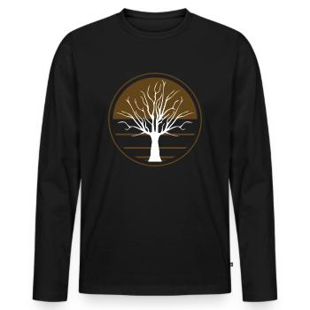 Baum - Männer Premium Bio Langarmshirt - Schwarz - Vorne - Nico (187cm)