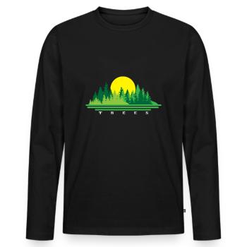 Baum - Männer Premium Bio Langarmshirt - Schwarz - Vorne - Nico (187cm)