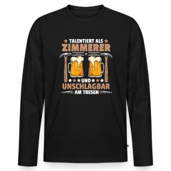 Zimmermann Talentiert und Unschlagbar am Tresen - Männer Premium Bio Langarmshirt - Schwarz - Vorne - Nico (187cm)