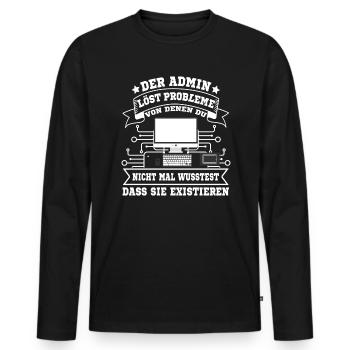 Admin Administrator Problemlöser - Männer Premium Bio Langarmshirt - Schwarz - Vorne - Nico (187cm)