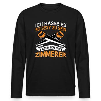 Zimmermann Hasse es so sexy zu sein - Männer Premium Bio Langarmshirt - Schwarz - Vorne - Nico (187cm)