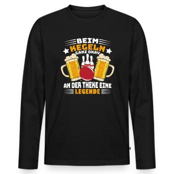 Kegler Kegelbahn Beim Kegeln ganz okay - Männer Premium Bio Langarmshirt - Schwarz - Vorne - Nico (187cm)