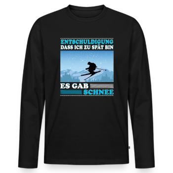 Ski Skifahrer Es gab Schnee Skipiste - Männer Premium Bio Langarmshirt - Schwarz - Vorne - Nico (187cm)