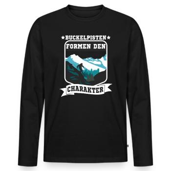 Skifahrer Skipiste Buckelpisten - Männer Premium Bio Langarmshirt - Schwarz - Vorne - Nico (187cm)