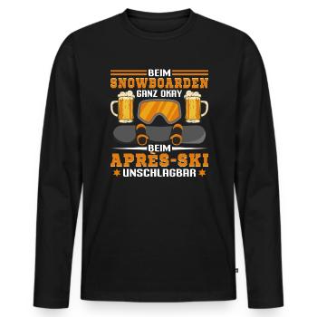 Snowboard Aprés Ski Am Tresen Unschlagbar - Männer Premium Bio Langarmshirt - Schwarz - Vorne - Nico (187cm)