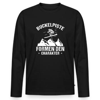 Skifahrer Skipiste Buckelpisten - Männer Premium Bio Langarmshirt - Schwarz - Vorne - Nico (187cm)