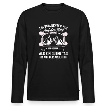 Skifahren Skiurlaub Ein schlechter Tag - Männer Premium Bio Langarmshirt - Schwarz - Vorne - Nico (187cm)